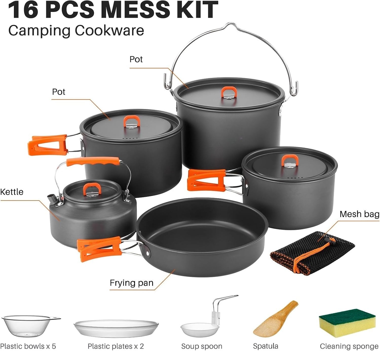 18pcs Camping Cookware Set