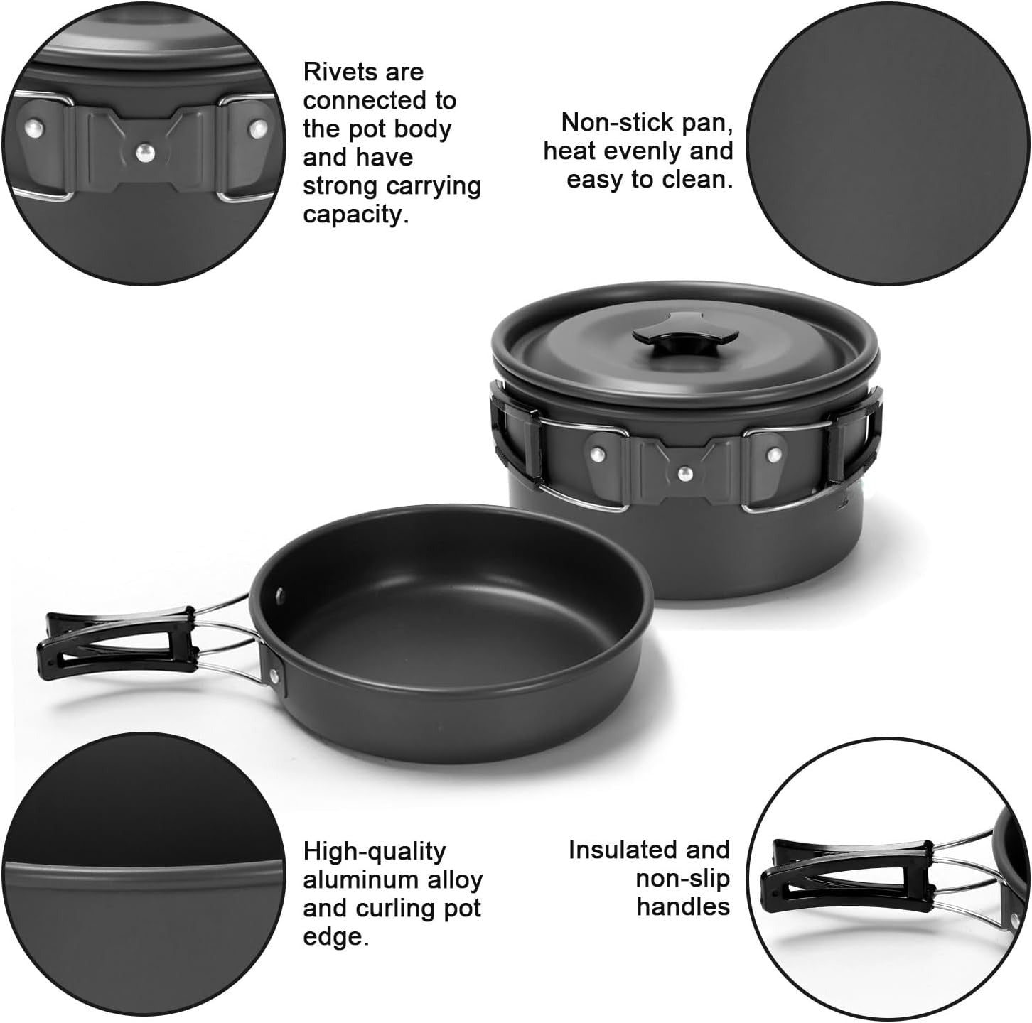16pcs Camping Cookware Mess Kit