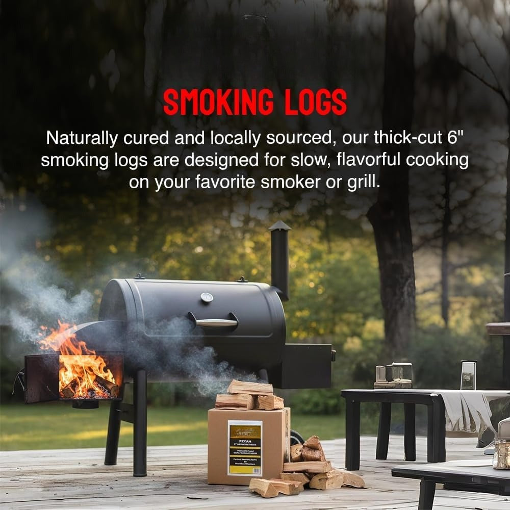 Smoking Wood Mini Splits 6‑Inch Hickory Hardwood Logs