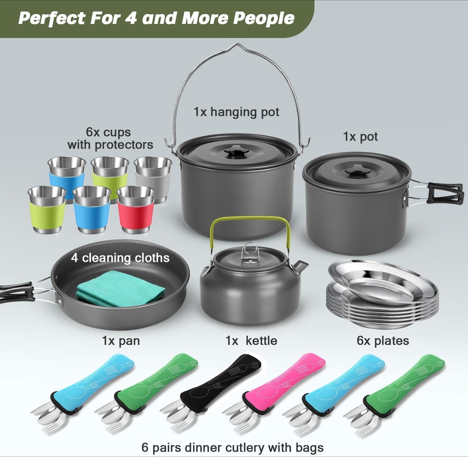 39pcs Camping Cookware Mess Kit