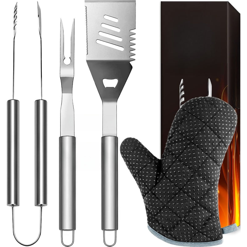3‑Pcs Stainless Steel Grill Utensils Set