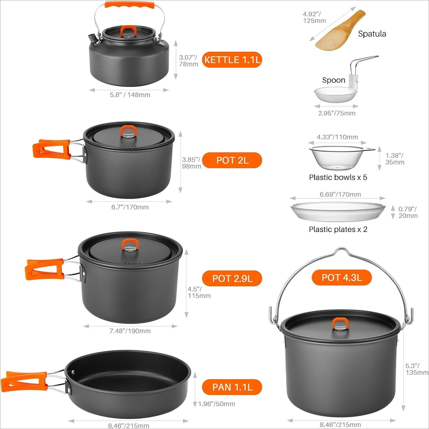 18pcs Camping Cookware Set