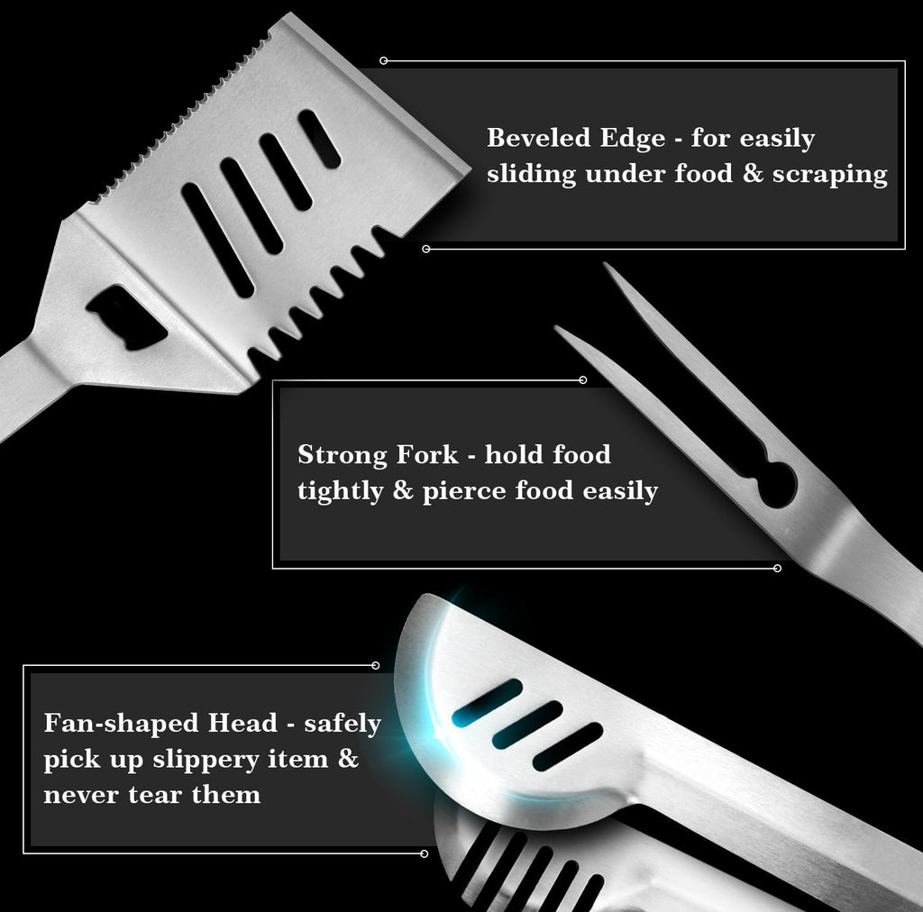 3‑Pcs Stainless Steel Grill Utensils Set