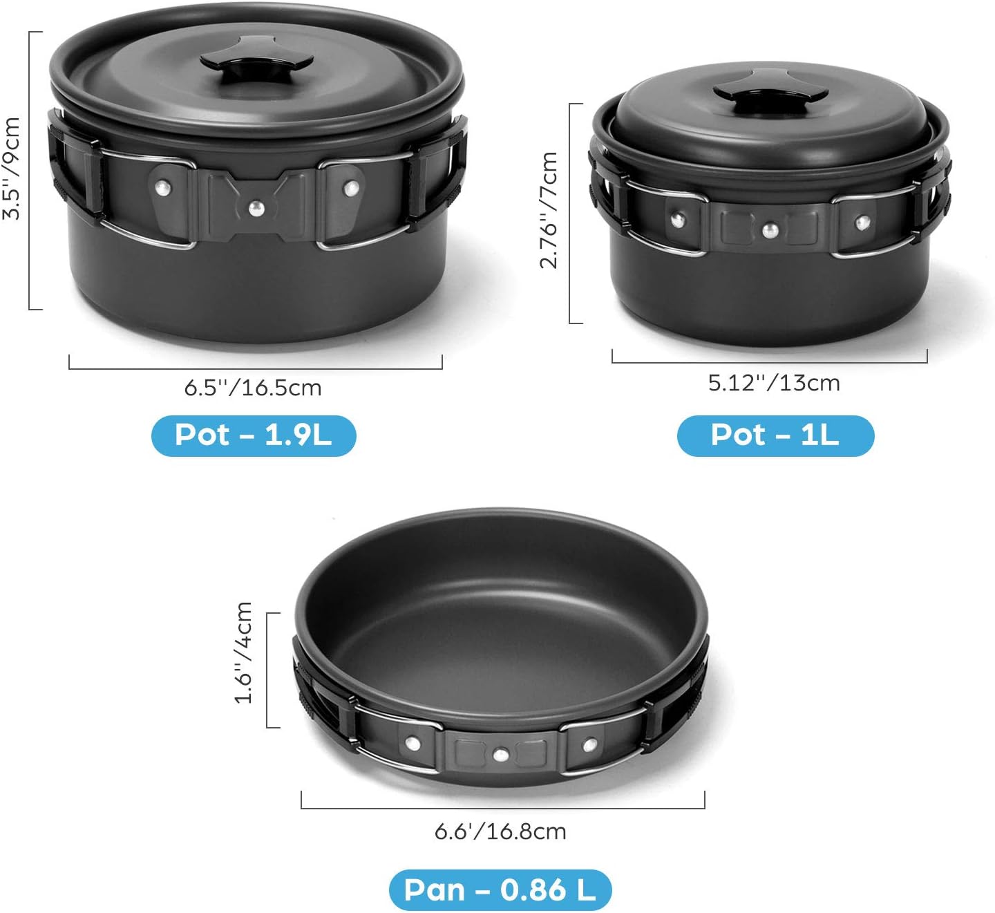 15pcs Camping Cookware Mess Kit