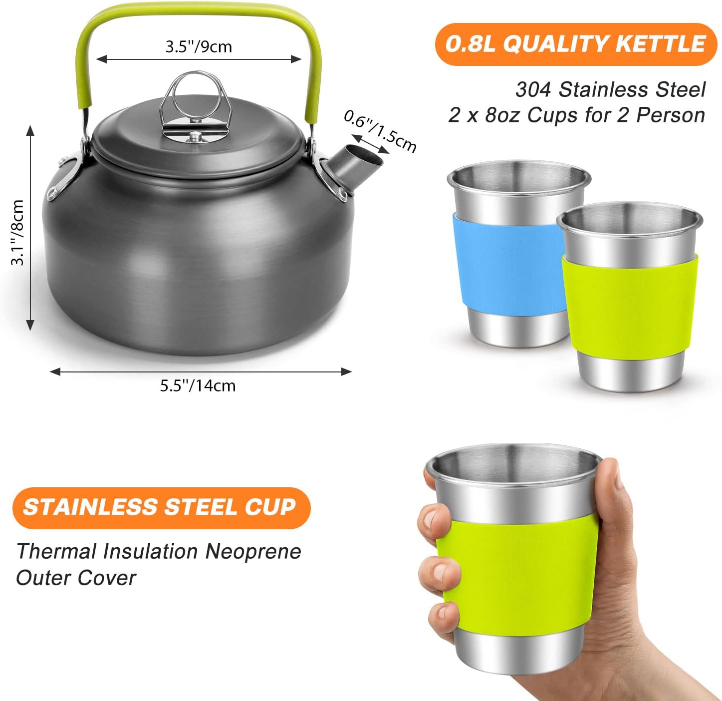 16pcs Camping Cookware Mess Kit