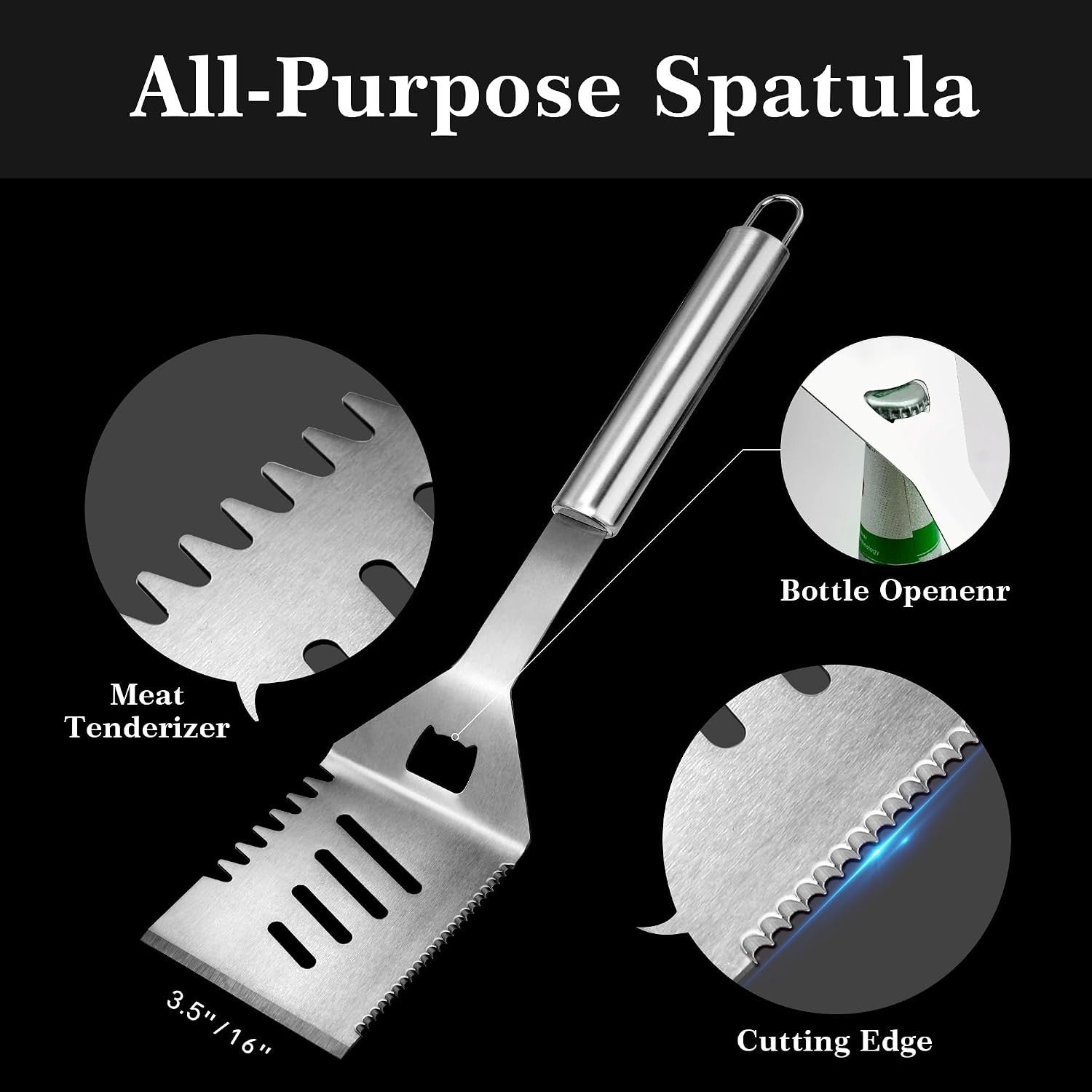 3‑Pcs Stainless Steel Grill Utensils Set