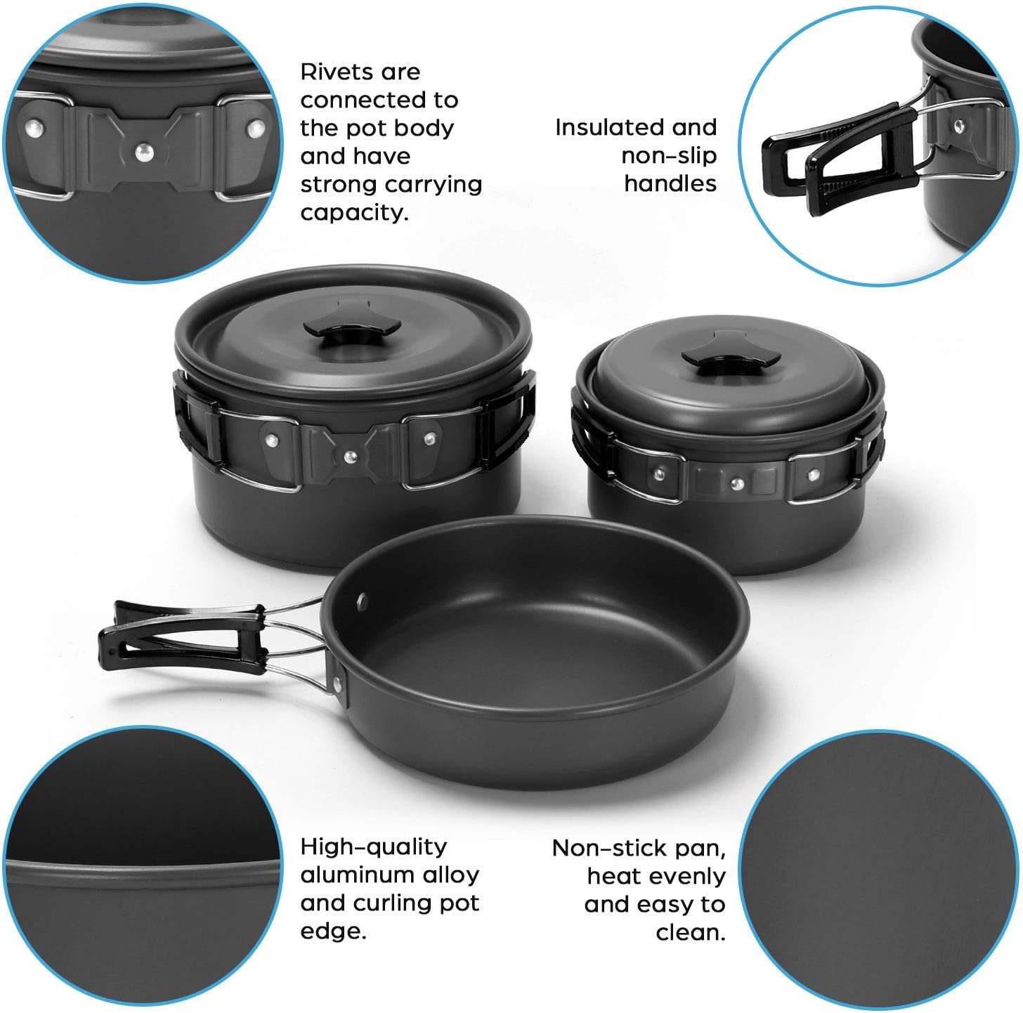 15pcs Camping Cookware Mess Kit