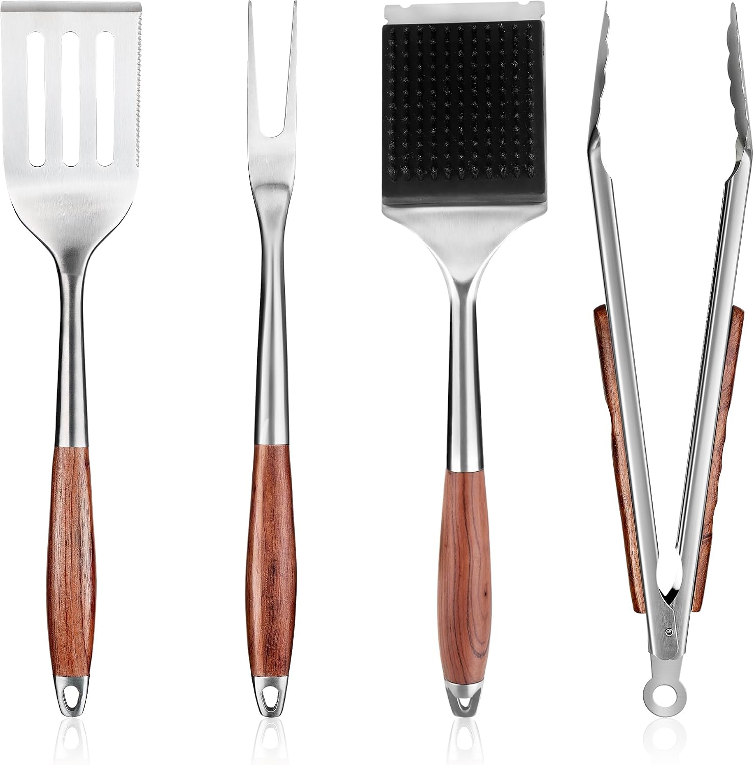 Heavy‑Duty Rose Wooden BBQ Grilling Tools Set