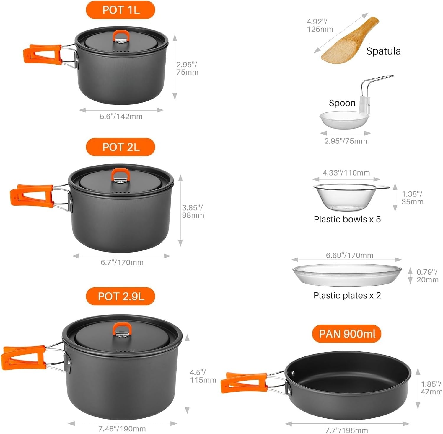 15pcs Camping Cookware Set