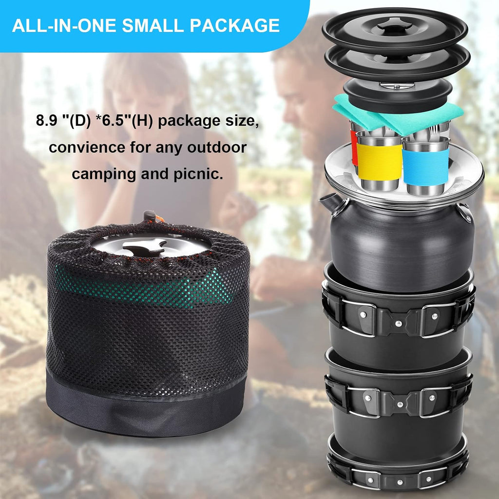 42 Pcs Camping Cookware Mess Kit