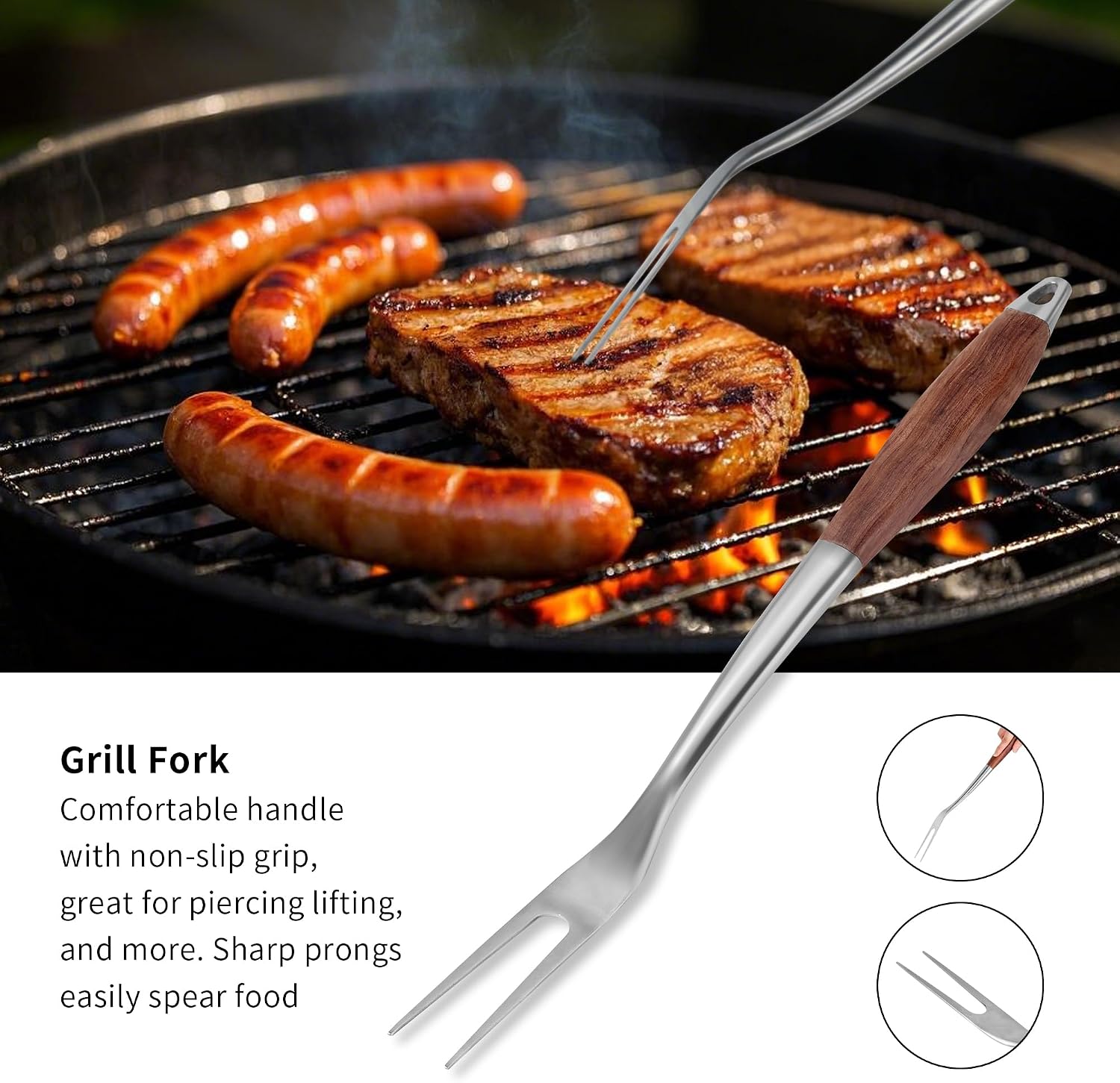 Heavy‑Duty Rose Wooden BBQ Grilling Tools Set