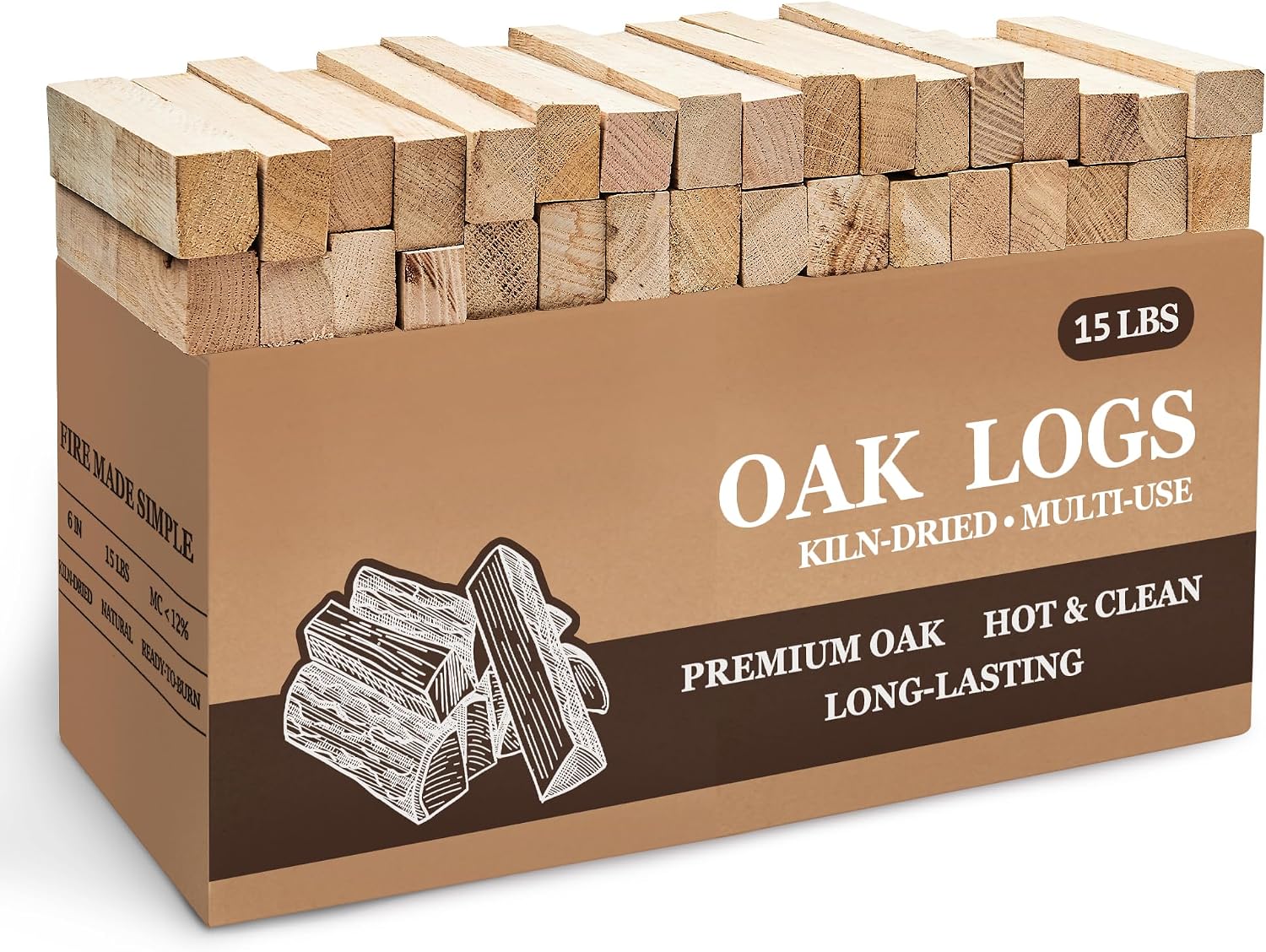 Kiln Dried Oak Hardwood Logs 15 Lbs