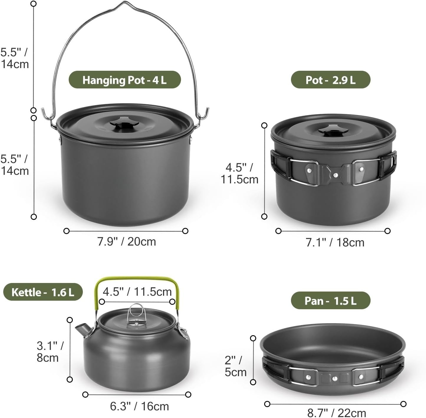 39pcs Camping Cookware Mess Kit
