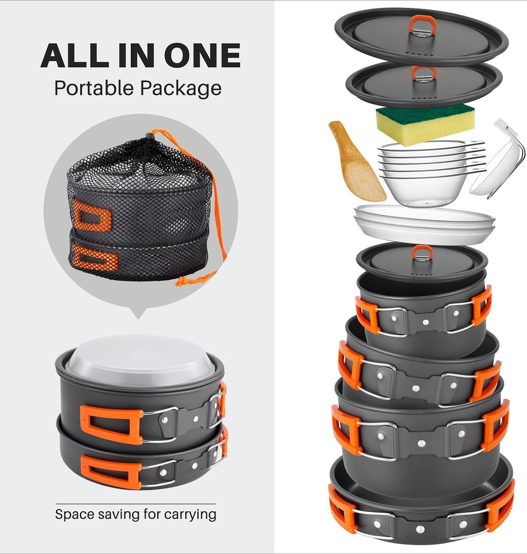 15pcs Camping Cookware Set