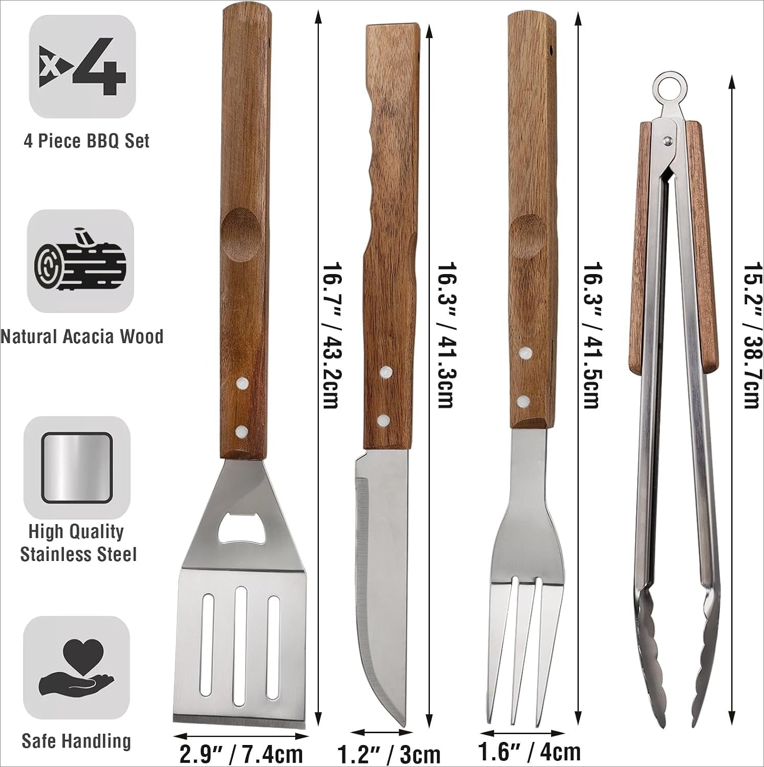 5 Pcs Stainless Steel BBQ Grill Accessories Set